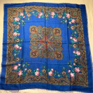 Floral Paisley Blue Scarf